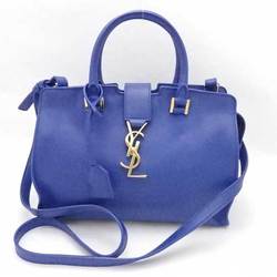 Saint Laurent SAINT LAURENT handbag shoulder bag baby cabas leather blue gold ladies