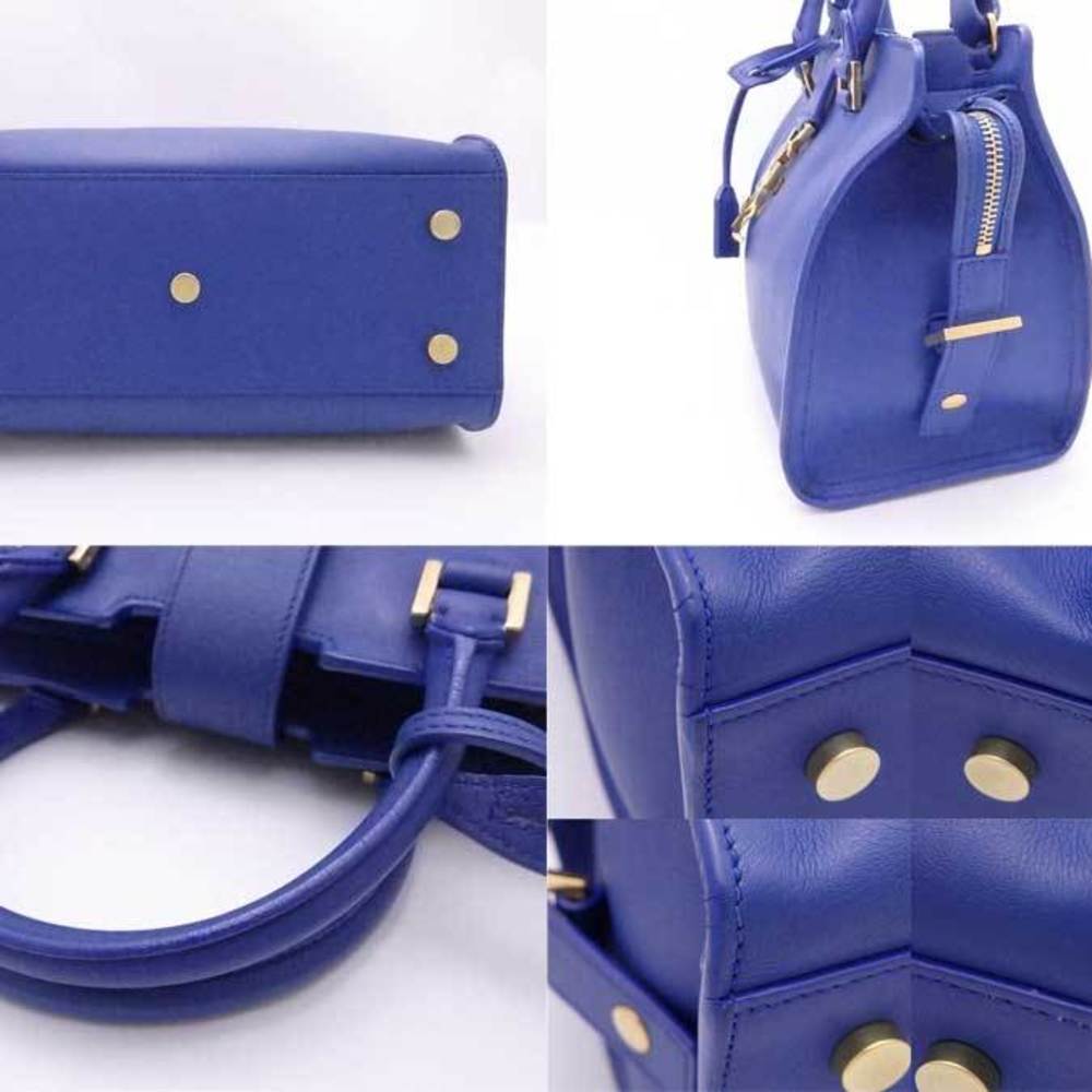 Saint Laurent SAINT LAURENT handbag shoulder bag baby cabas leather blue  gold ladies