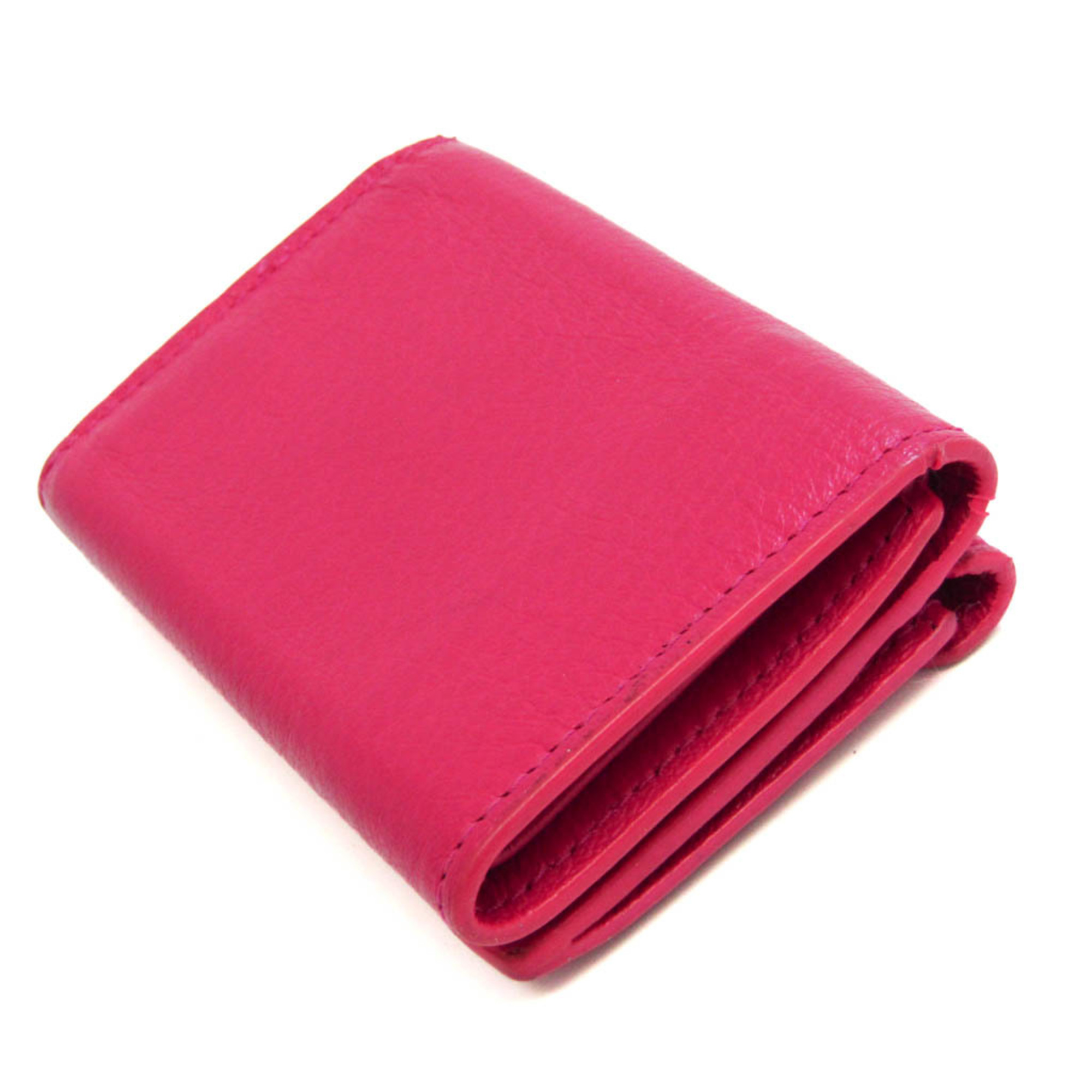 Balenciaga Papier Mini 391446 Women's Leather Wallet (tri-fold) Pink