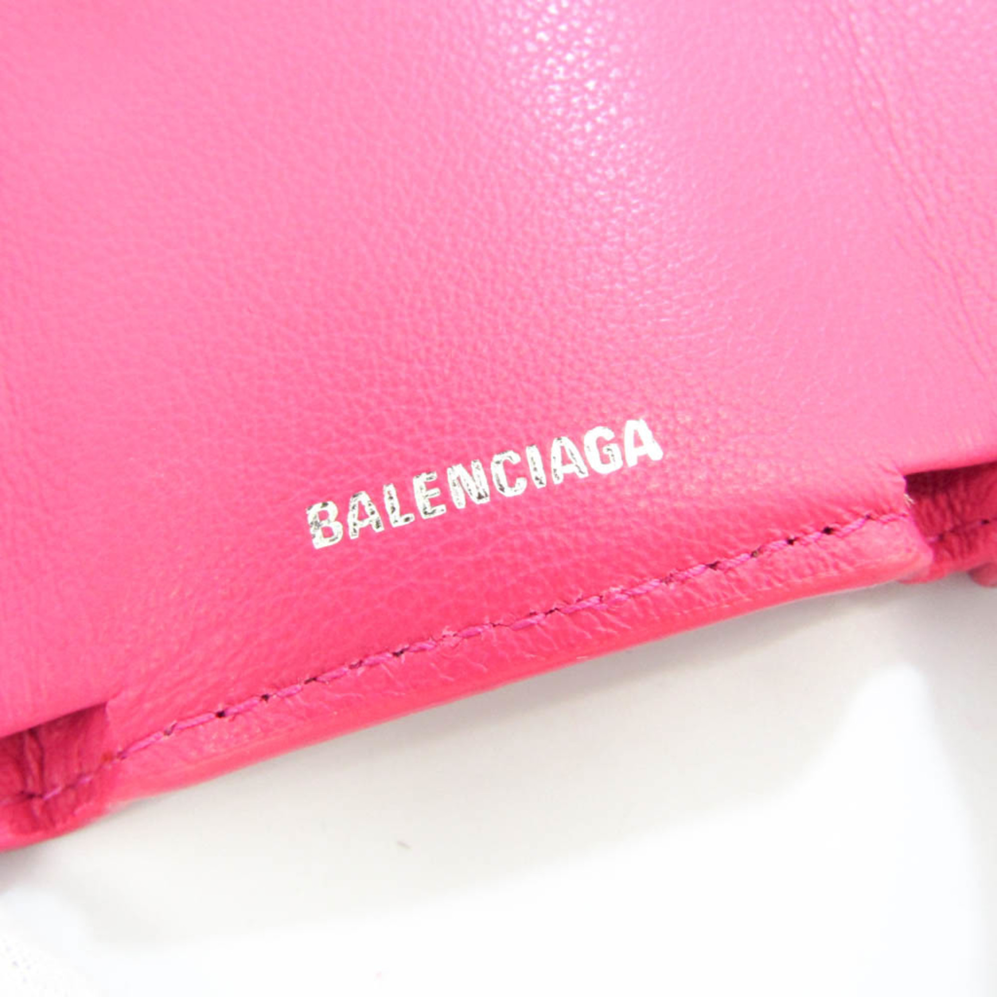 Balenciaga Papier Mini 391446 Women's Leather Wallet (tri-fold) Pink