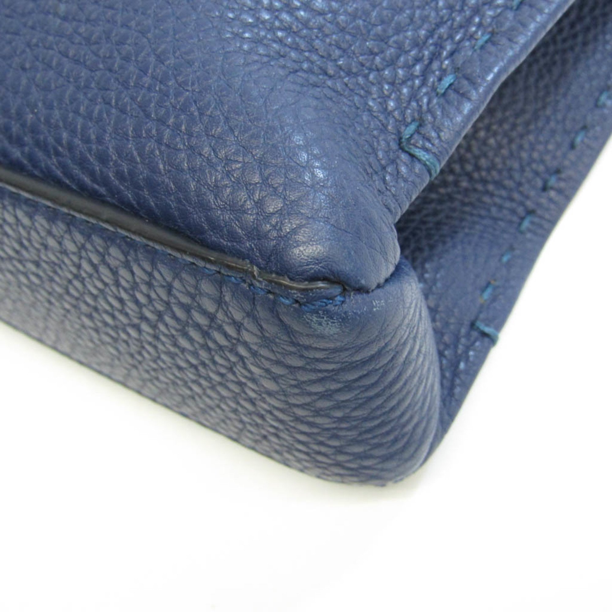 Fendi Selleria 7VA335 Men's Leather Briefcase Blue
