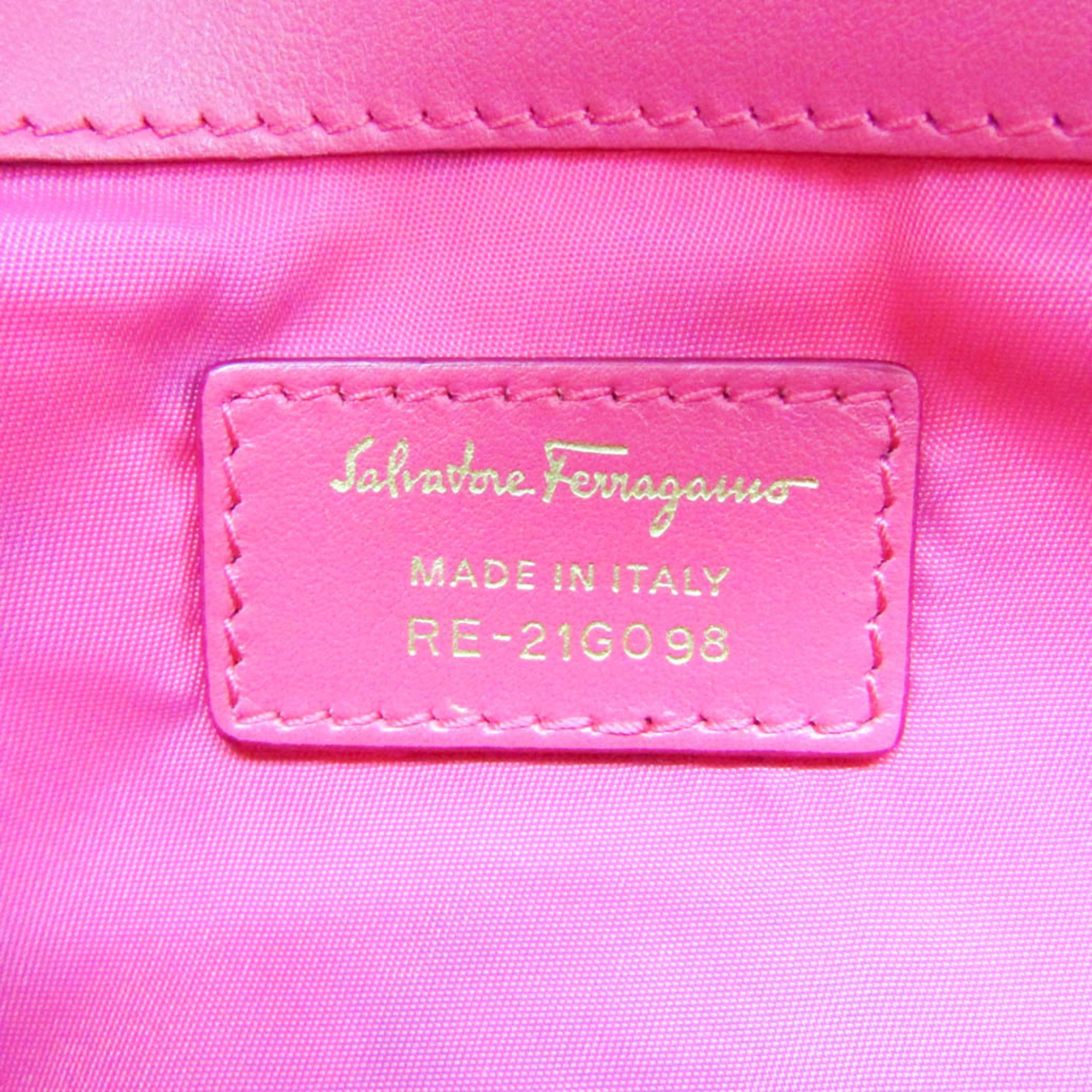 Salvatore Ferragamo Gancini Kids Line Mini RE 21G098 Women,Men Nylon,Leather Shoulder Bag Pink