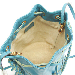 J&M Davidson Carnival M Women's Leather Shoulder Bag Blue Green