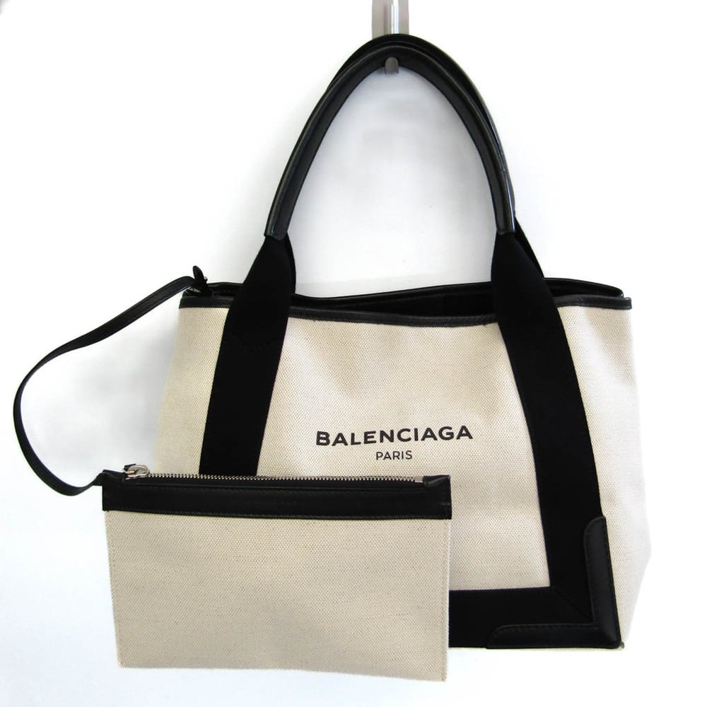 Balenciaga Navy Cabas S 339933 Women's Canvas,Leather Handbag  Black,Off-white | eLADY Globazone