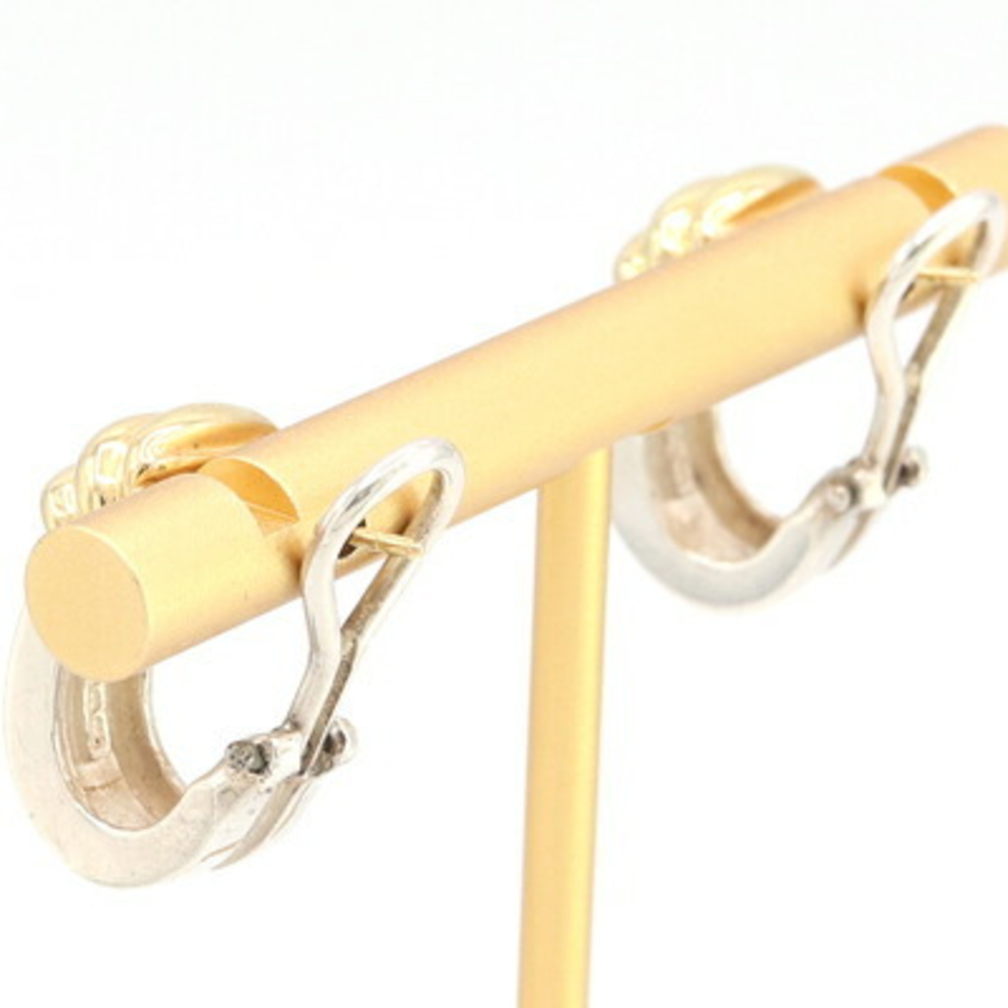 Tiffany Earrings Grooved SV Sterling Silver 925 YG 18K Yellow Gold Ladies Ear Combination TIFFANY&CO