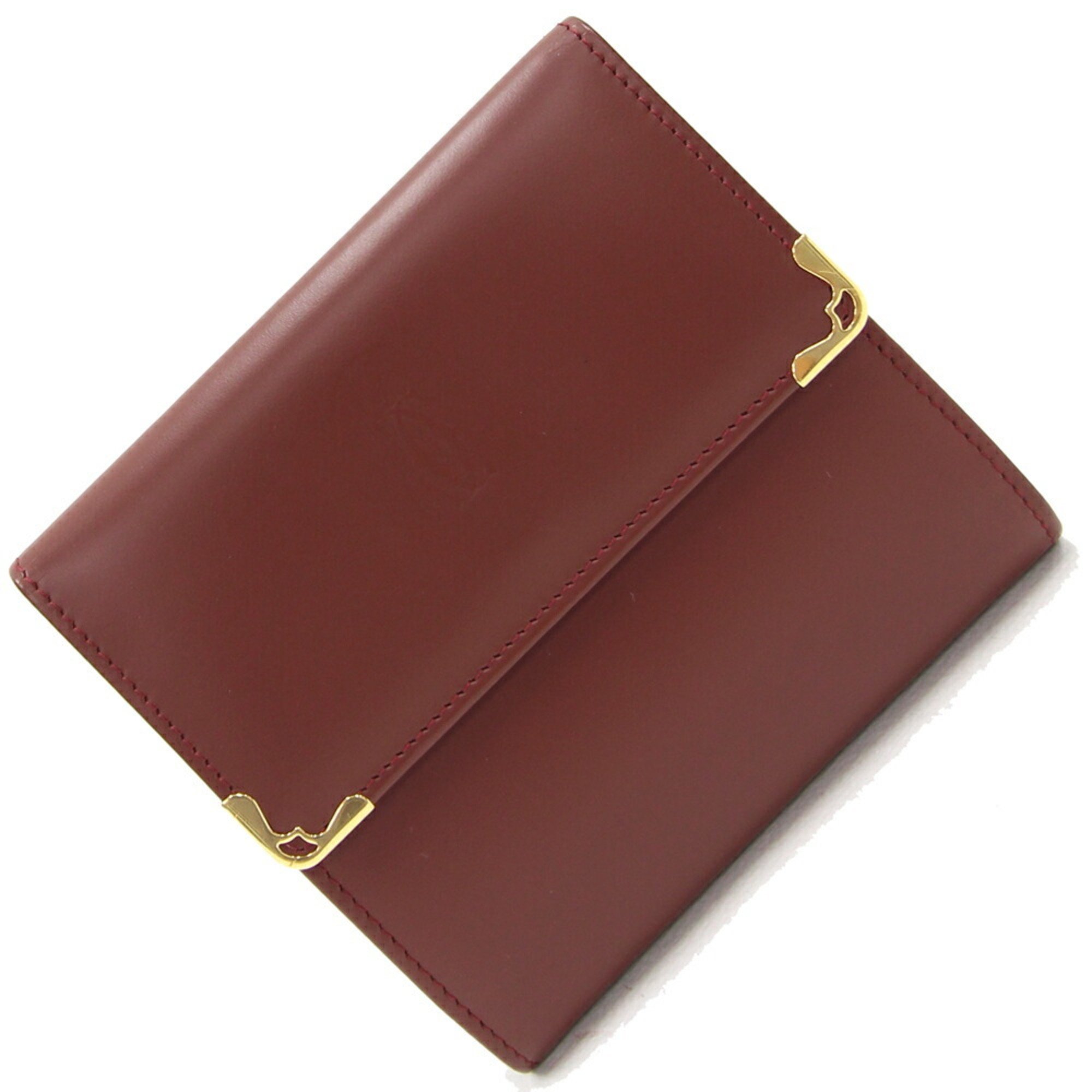 Cartier W wallet mast L3000505 Bordeaux calf leather ladies double doors