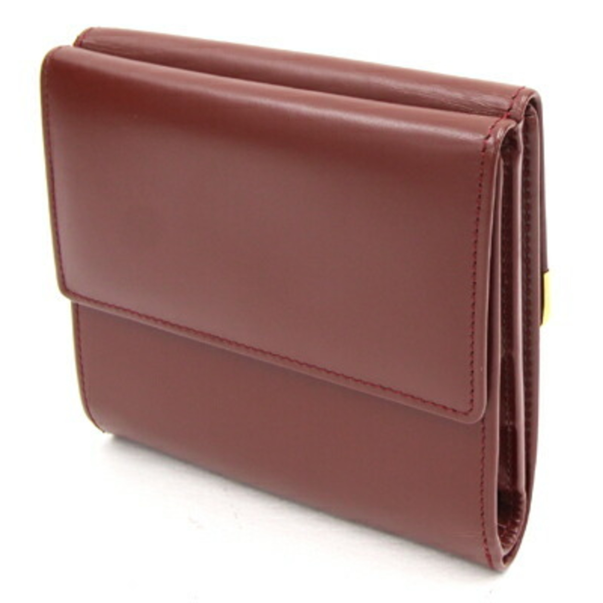 Cartier W wallet mast L3000505 Bordeaux calf leather ladies double doors