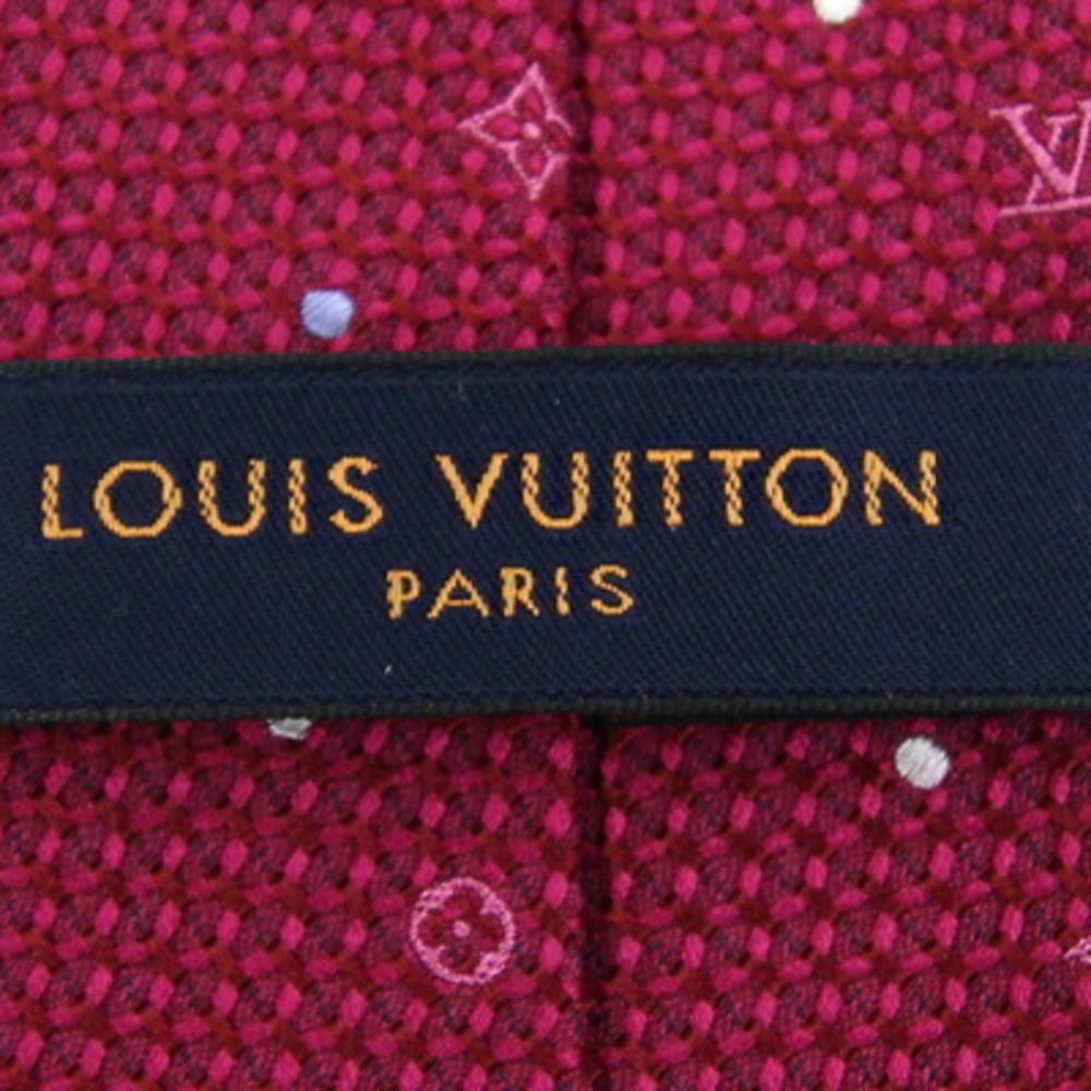 Louis Vuitton tie cravat monogram polkadots 8CM M75937 framboise silk wool  men's LOUIS VUITTON