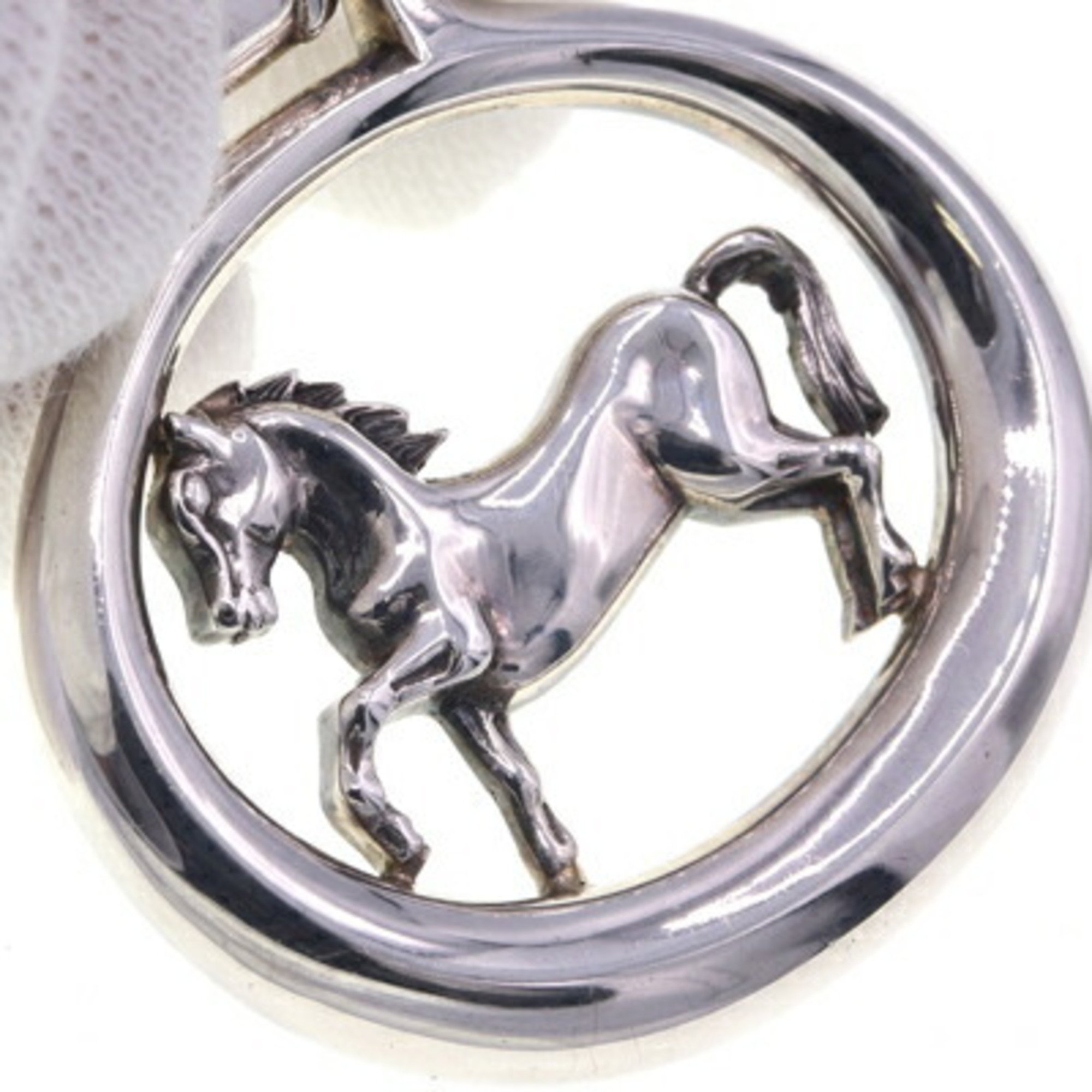 Hermes pendant top silver metal head necklace charm horse ladies HERMES