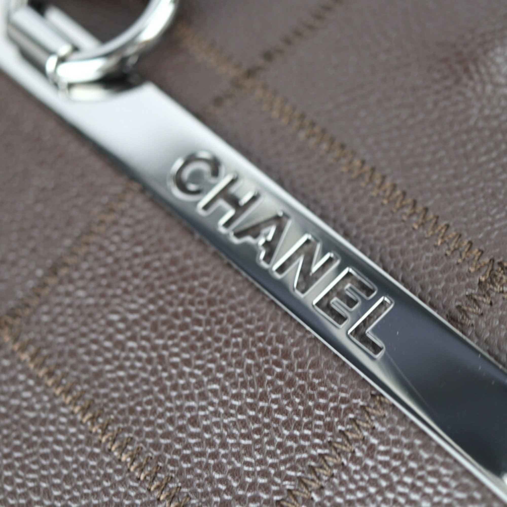 CHANEL Chanel chocolate bar tote bag caviar skin dark brown silver metal fittings shoulder wild stitch 9 series