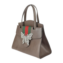GUCCI Gucci Totem Sherry Handbag 505342 Leather Rhinestone Brown 2WAY Shoulder Bag Butterfly Motif