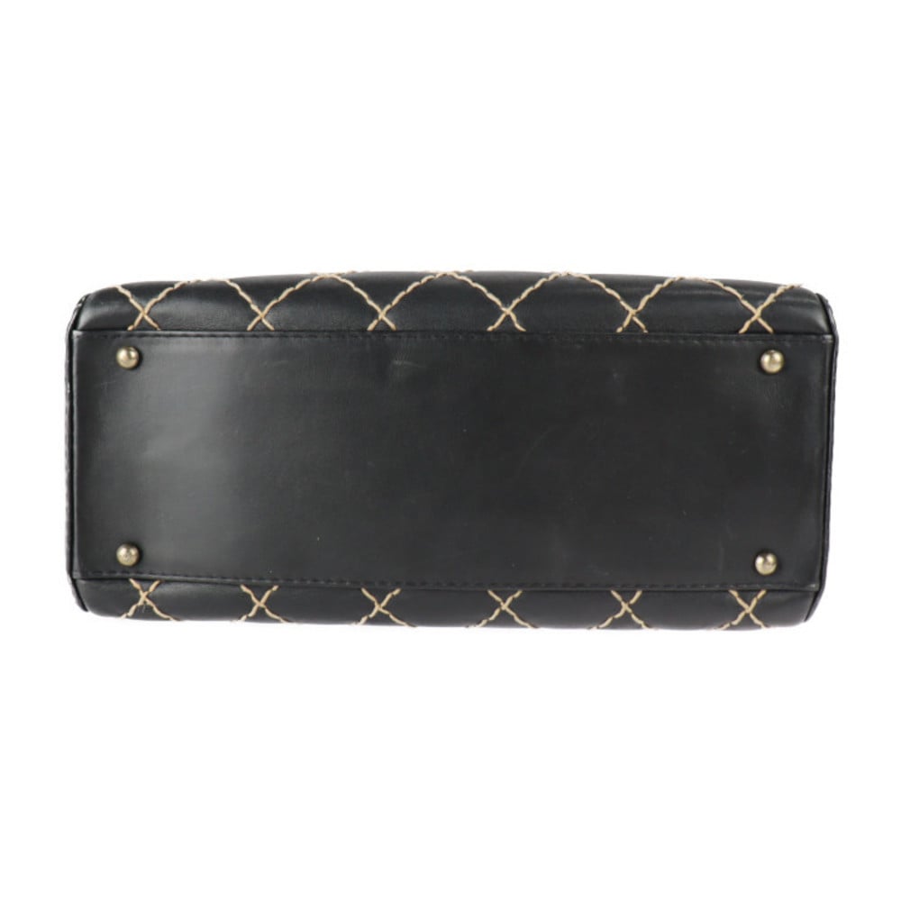 CHANEL Chanel Wild Stitch Handbag A14692 Leather Black Cocomark