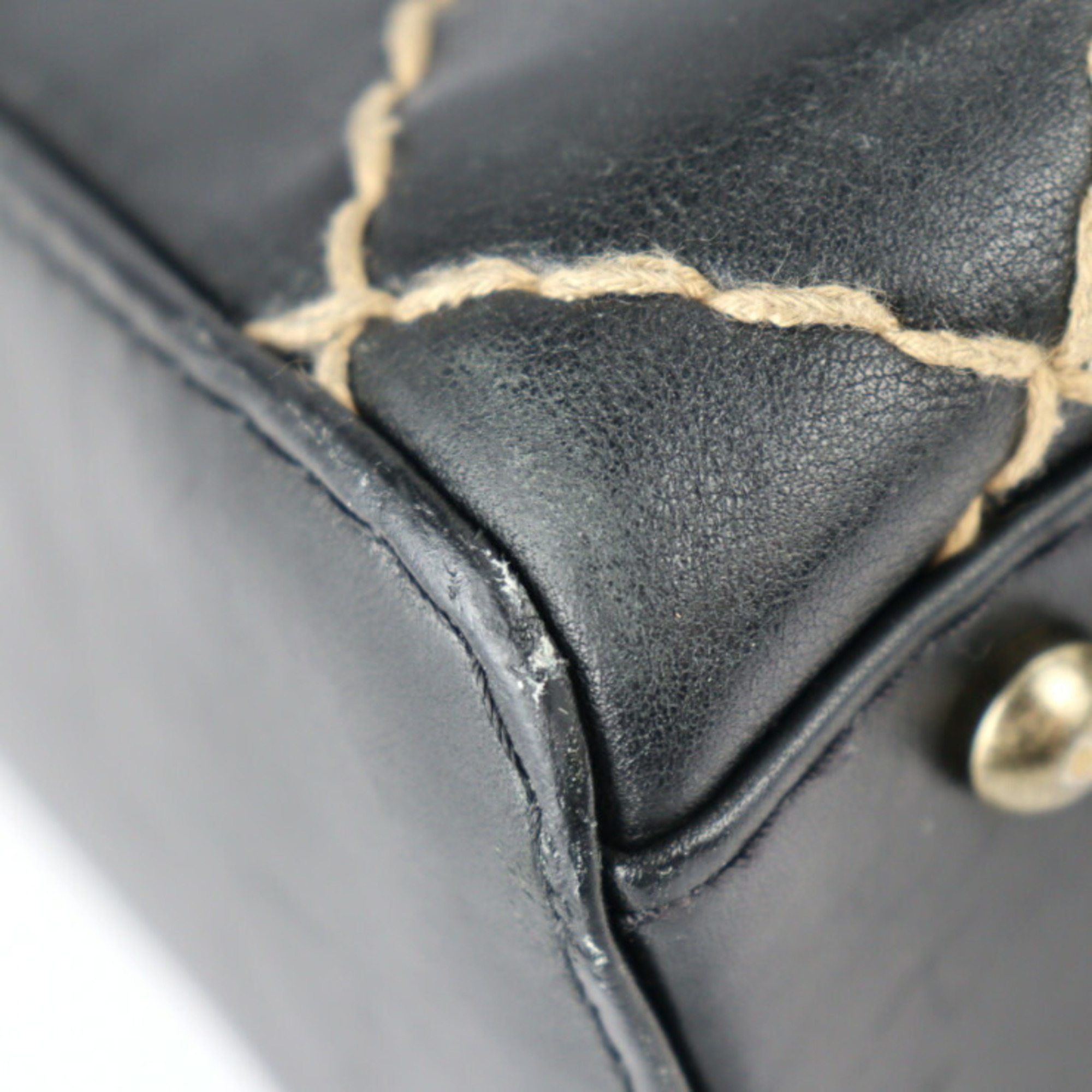 CHANEL Chanel Wild Stitch Handbag A14692 Leather Black Cocomark Mini Boston