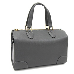 Valextra Handbags Babila Dark Gray Leather Boston Bag Ladies