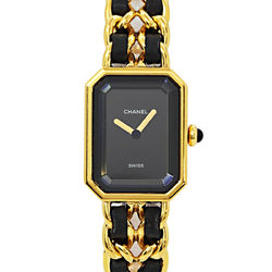 Chanel CHANEL Premiere M size H0001 Vintage ladies watch black dial gold quartz