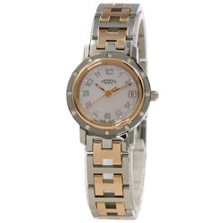 Hermes CL4.222 Clipper Nacre 12P Diamond Watch Stainless Steel SSxPGP Women's HERMES