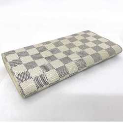 Louis Vuitton Long Wallet Portefeuille Sarah Gray White Damier Azur N61735 Bifold Canvas MB4007 LOUIS VUITTON Flap Plaid Men's