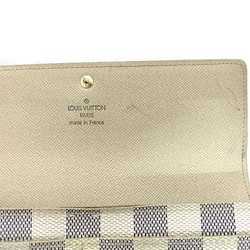 Louis Vuitton Long Wallet Portefeuille Sarah Gray White Damier Azur N61735  Bifold Canvas MB4007 LOUIS VUITTON Flap Plaid Men's