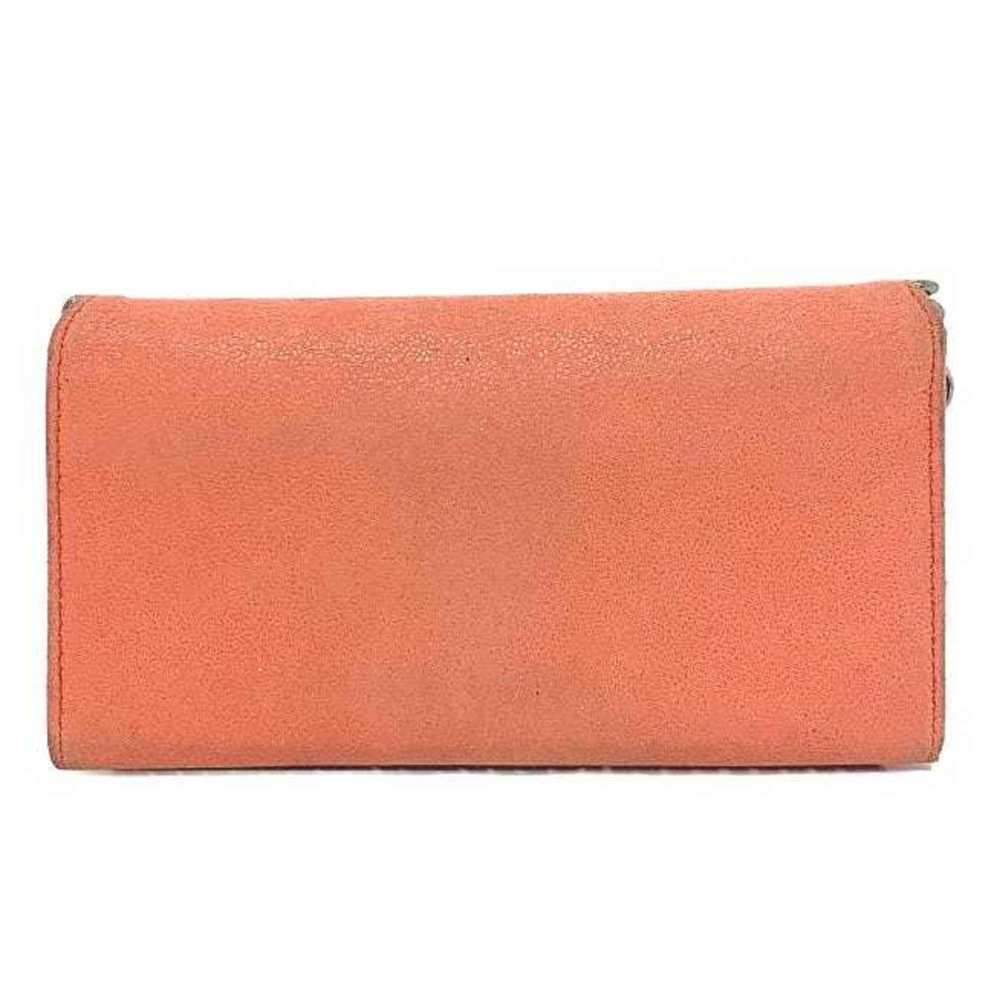 Stella McCartney Folio Long Wallet Salmon Pink Falabella 235642 Polyester Leather STELLA McCARTNEY Chain Women's