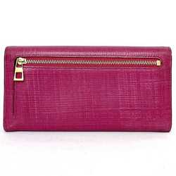 Loewe bi-fold long wallet pink linen anagram leather LOEWE flap embossed grain ladies