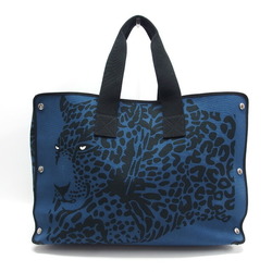 Hermes leopard tote bag blue x black