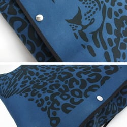 Hermes leopard tote bag blue x black