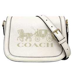 Coach shoulder bag white beige horse and carriage C4058 leather COACH flap saddle