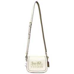 Coach shoulder bag white beige horse and carriage C4058 leather COACH flap saddle