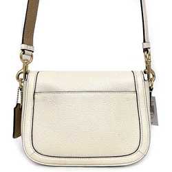 Coach shoulder bag white beige horse and carriage C4058 leather COACH flap saddle