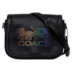 Coach shoulder bag black rainbow horse and carriage C6804 leather COACH flap saddle