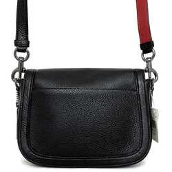 Coach shoulder bag black rainbow horse and carriage C6804 leather COACH flap saddle