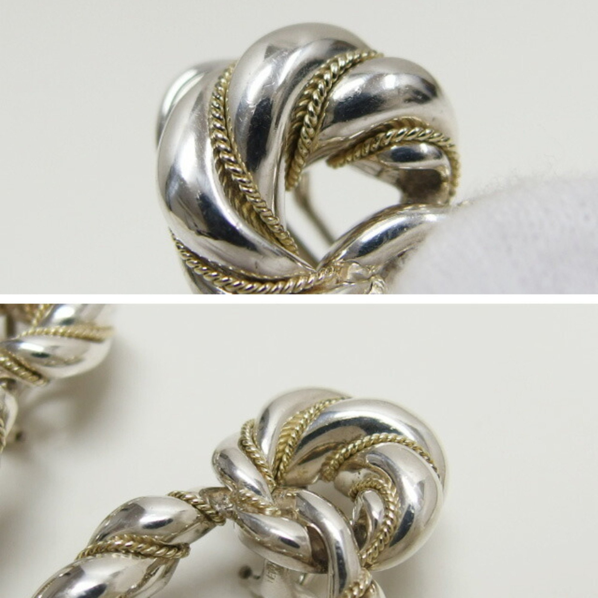 Tiffany twisted rope ring combination earrings K18YGx silver