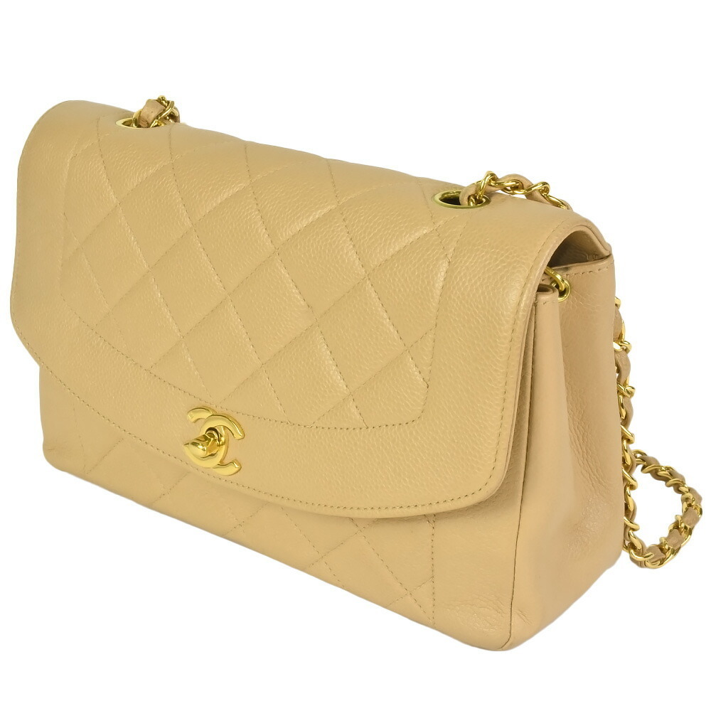 Chanel CHANEL Diana 25 matelasse single chain shoulder bag beige caviar  skin A01165 | eLADY Globazone