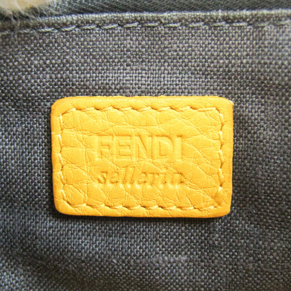 Fendi ZVA350 Men,Women Leather Clutch Bag Gray,Yellow BF560495