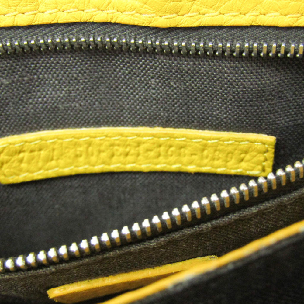 Fendi ZVA350 Men,Women Leather Clutch Bag Gray,Yellow BF560495