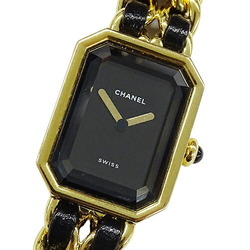 Chanel CHANEL Watch Ladies Premiere Quartz GP Leather H0001 L Size Square Gold
