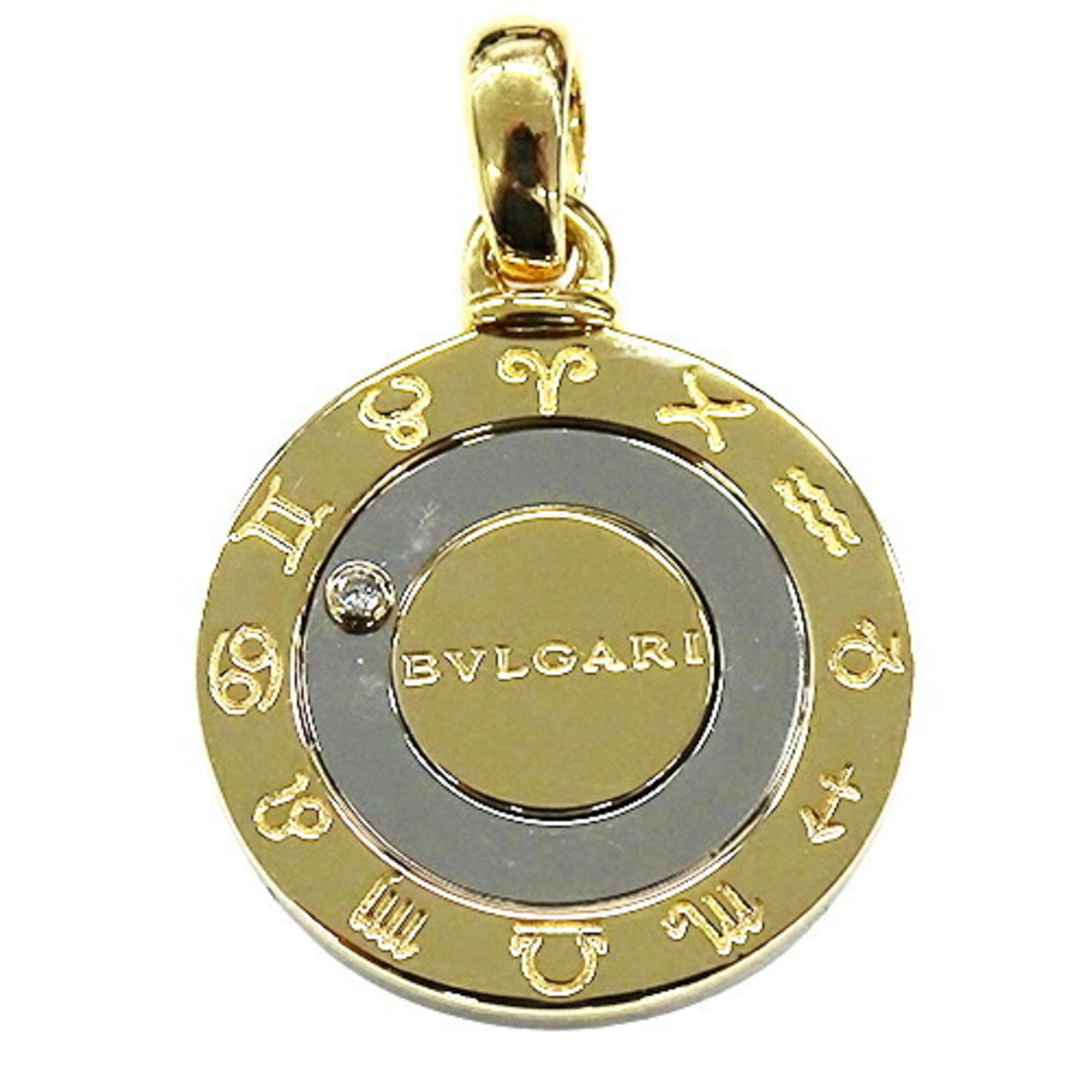Bvlgari BVLGARI pendant top ladies men charm 750YG stainless steel horoscope yellow gold silver polished