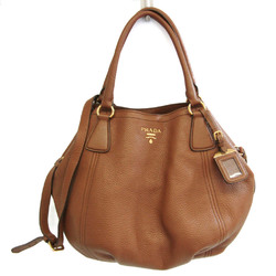 Prada Vitello B2343M Women's Leather Handbag,Shoulder Bag Brown