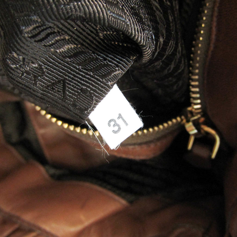 Prada Side Ribbon Women's Leather Shoulder Bag,Tote Bag Light Brown