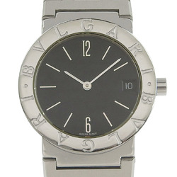 BVLGARI Bulgari BB30SS stainless steel silver quartz analog display boys black dial watch