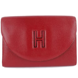 HERMES Hermes H Logo Vintage Vo Epsom Rouge Vif Red 〇S Women's Clutch Bag