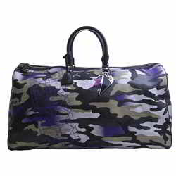 Christian Dior Lady Cannage Anselm Lime Camouflage Boston Bag - Black/Purple/Multicolor PVC