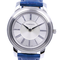 TIFFANY&Co. Tiffany Mark Stainless Steel x Leather Blue Quartz Analog Display Ladies Silver Dial Watch