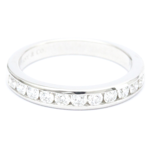 Tiffany Channel Setting Half Eternity Ring Platinum Fashion Diamond Band Ring Silver