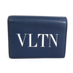 Valentino Garavani bi-fold wallet VLTN logo leather navy gold unisex