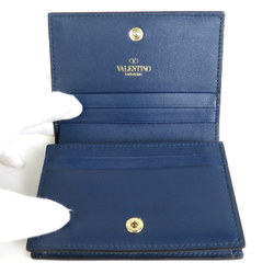 Valentino Garavani bi-fold wallet VLTN logo leather navy gold unisex