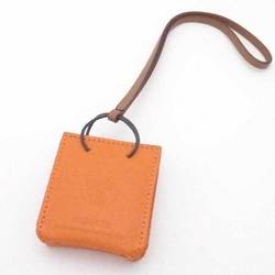 Hermes HERMES charm sack orange leather x brown unisex