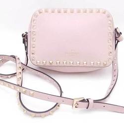 Valentino Garavani Crossbody Shoulder Bag Rockstuds Leather/Metal Light Pink x Gold Women's