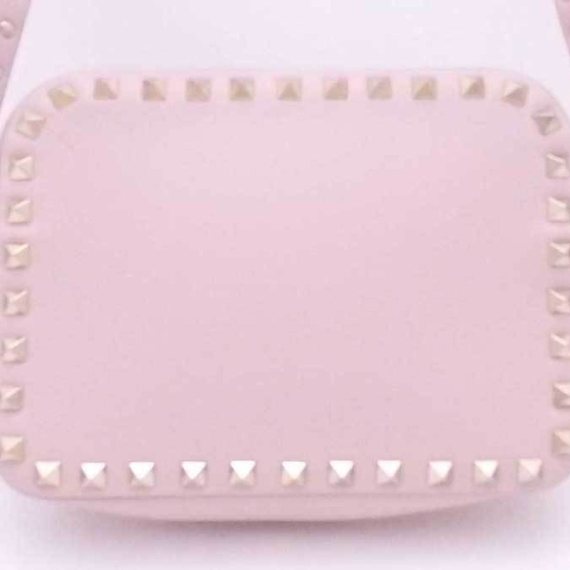 Valentino Garavani Crossbody Shoulder Bag Rockstuds Leather/Metal Light Pink x Gold Women's