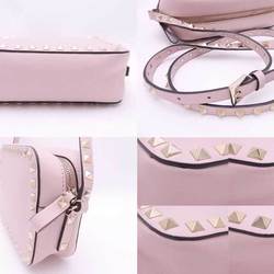 Valentino Garavani Crossbody Shoulder Bag Rockstuds Leather/Metal Light Pink x Gold Women's